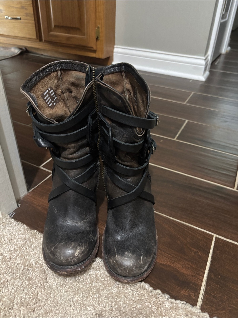 Freebird Baker Black Leather Zipper Mid-Calf Boots